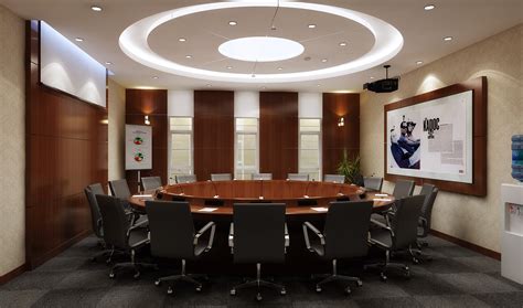 Elegant Conference Room With Round Table 3d Model Dwg