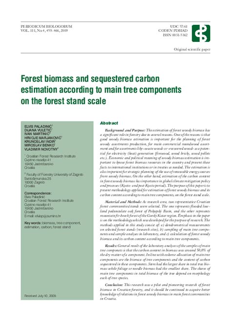 Pdf Forest Biomass And Sequestered Carbon Estimation According To