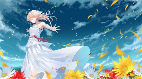 Download 3840x2160 Anime Girl Wind Autumn Clouds