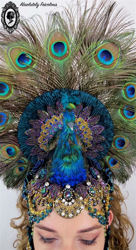 Peacock Headdress Peacock Headpiece Samba Headdress Goddess Etsy