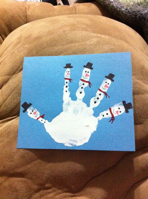 Snowmen Made From My Sons Handprint Snowman Made Hand Print