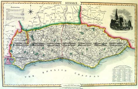 Antique Map 4 195 Sussex England By I Slater C1846 Brighton Antique