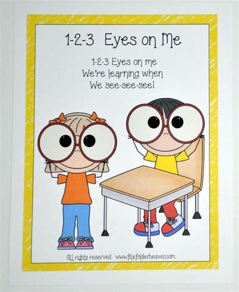 FREEBIE!! 1-2-3 Eyes on Me Poster: Free poster to teach chant that