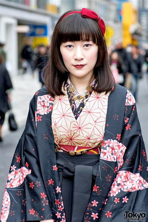 japanese kimono and steampunk accessories on the street in harajuku japanese street fashion tokyo