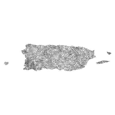 Puerto Rico Map From Black Isolines Or Level Line Geographic