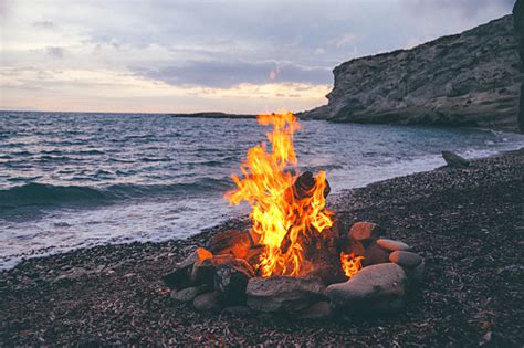 Campfire On The Beach Stock Photo Download Image Now Bonfire Beach