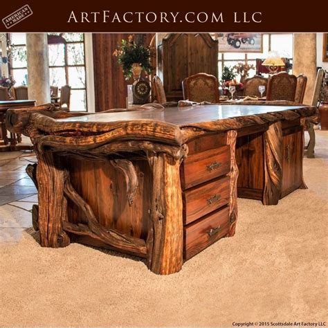 Custom Log Style Executive Desk Fine Art Wild Wood Desk Rustic Log