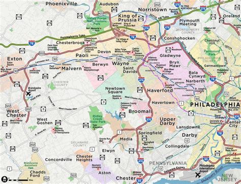 Main Line Philadelphia Map Map Of Main Line Philadelphia