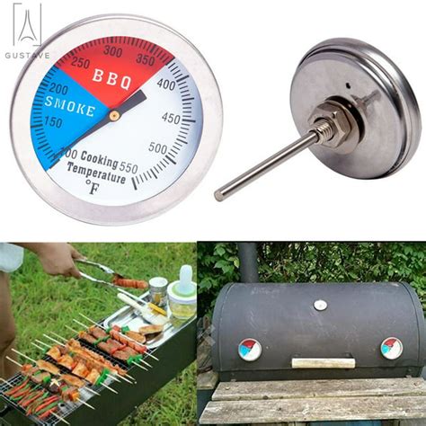 Gustavedesign Bbq Smoker Thermometer Barbecue Charcoal Grill Stainless
