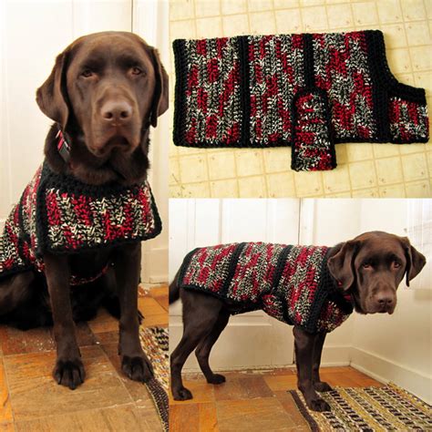 Crochet Project With Pattern Dog Sweater Jacket L Squaredorg Dog