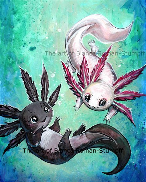 A Little Axolotl Print From Art Of Bianca Rs Cute Animal Drawings