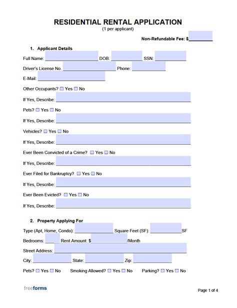 Free Printable Rental Application Forms Our Templates Are Both Fillable