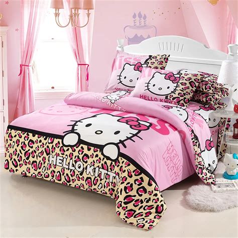 Fashion Leopard Print Hello Kitty Bedding Sets For Adultkids T 3