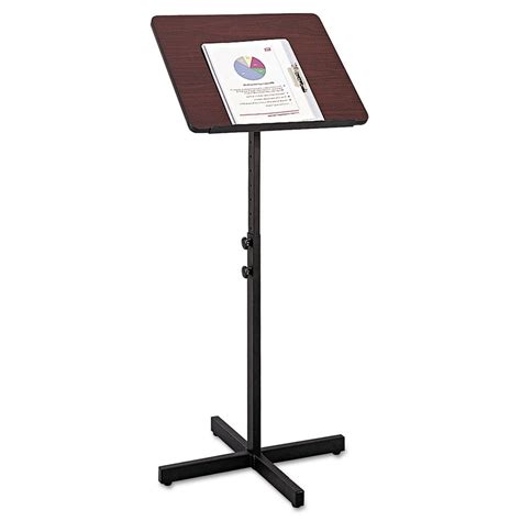 Safco Adjustable Height Portable Stand Up Podium Lectern Mahogany