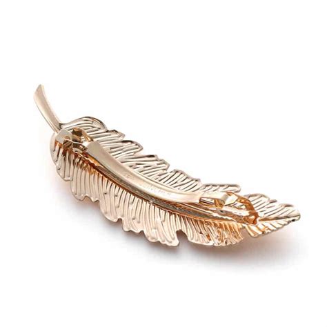 Sponka za lase v obliki lista v zlati in srebrni barvi - Gogashop