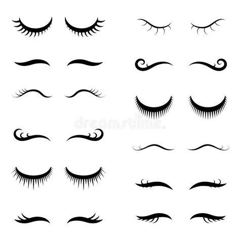 Unicorn Closed Eyes Or Simple Girl Vector Eyelashes Collection Stock