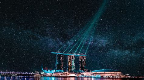 マリーナベイサンズ、 都市景観、 夜、 街の明かり、 シンガポール、 Hd、 5 K、 Hdデスクトップの壁紙 Wallpaperbetter
