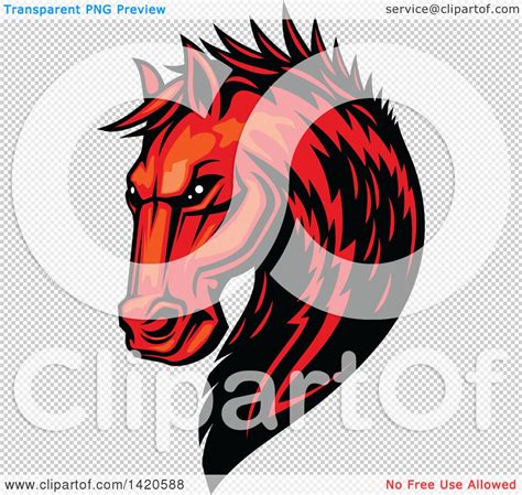 Clipart Of A Tough Red Horse Head Royalty Free Vector