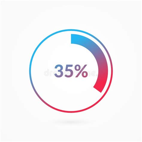 35 Percent Blue And Red Gradient Pie Chart Sign Percentage Vector