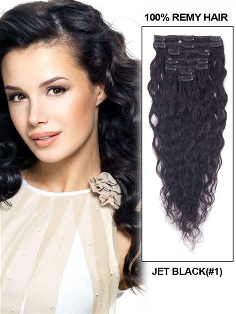Jet Black1 Premium Kinky Curl Clip In Hair Extensions 7 Pieces