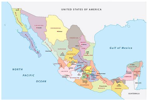 Mexico Map With States And Capitals