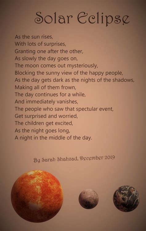 Solar Eclipse Poem On Nature Poem By Sarah Shahzad Poem Hunter