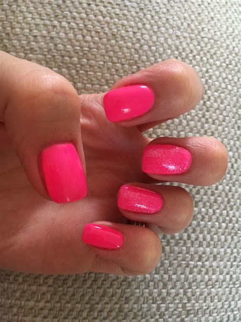 Hot Bright Pink Summer Nails With A Hint Of Mermaid Dust Summer Time