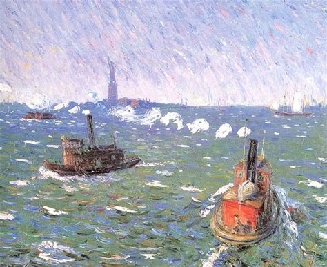Breezy Day Tugboats New York Harbor 1910 William James Glackens