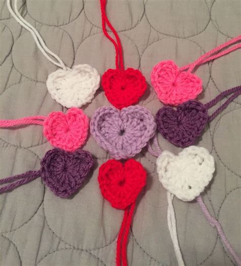 10 Crocheted Hearts Applique Scrapbooking Card Making Applique Clothes