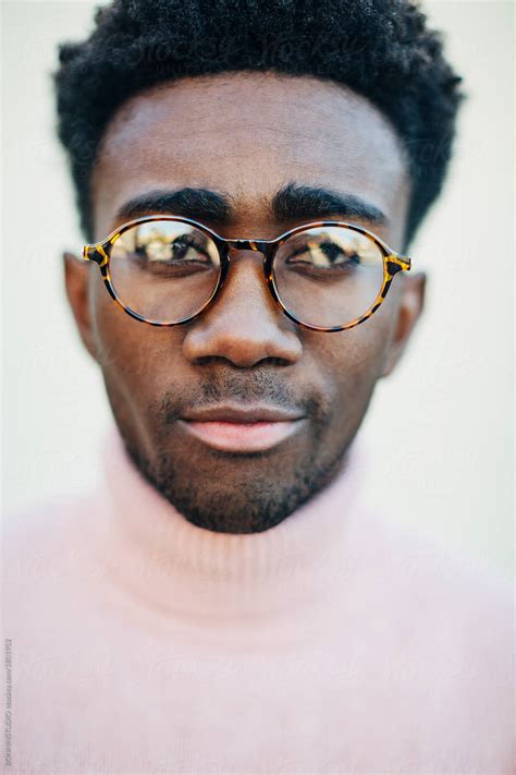 Closeup Portrait Of A Black Man Wearing A Modern Glasses By