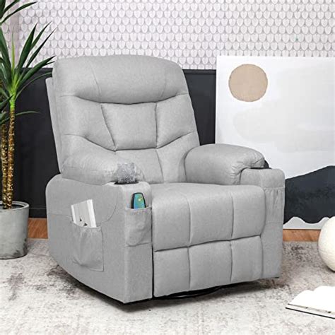 Giantex Swivel Rocker Recliner Chairs With Massage And Heating