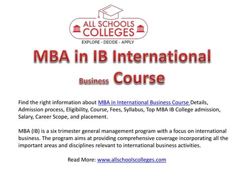 Ppt Mba In Ib International Business Powerpoint Presentation Free