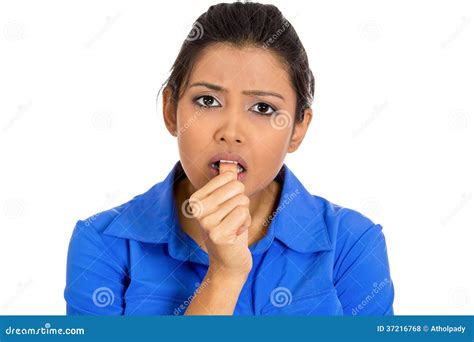 Woman Sucking Thumb Stock Photo Image Of Employee Latina