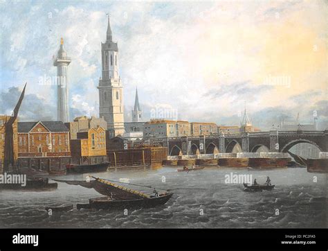 454 Old London Bridge With Fishmongers Hall By Joseph Nicolls C1800