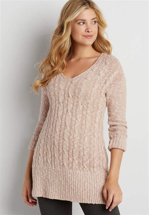 Cable Knit Pullover Tunic Sweater In Pink Chalk Maurices Pullover Tunic Tunic Sweater