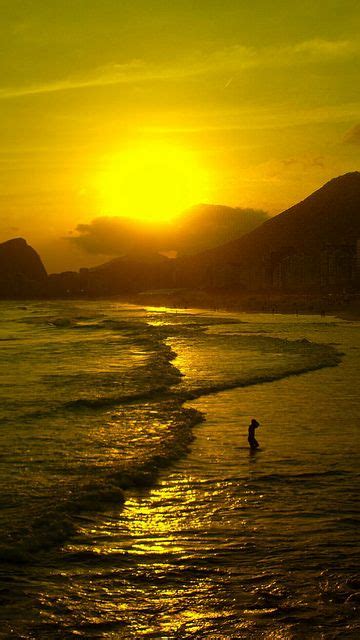 Copacabana Beach Beautiful Sunset Sunrise Sunset Gorgeous Sunset