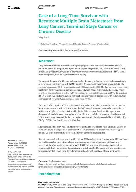 Pdf Case Of A Long Time Survivor With Recurrent Multiple Brain