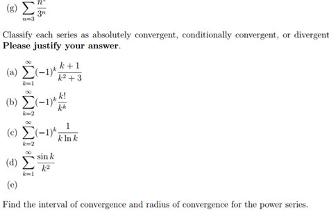 solved classify each series as absolutely convergent