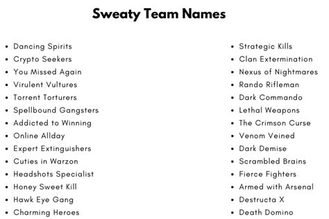Good Sweaty Names