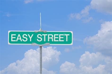 Easy Street Sign With Blue Sky Background Stock Image Image Of House