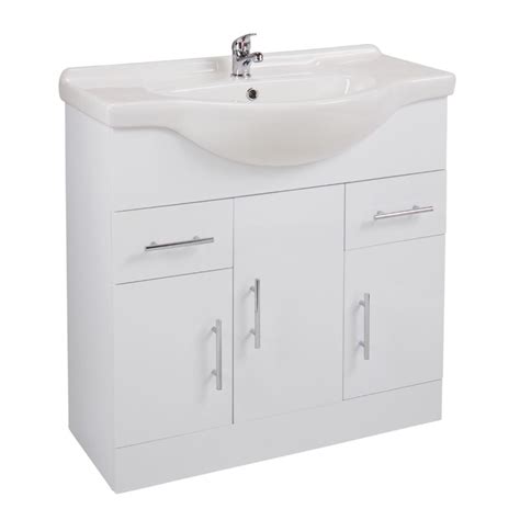 We even have vanity units to fit corner basins, so you can browse here no matter what your bathroom layout. White Floor Standing Bathroom Vanity Unit & Basin - 1050mm ...