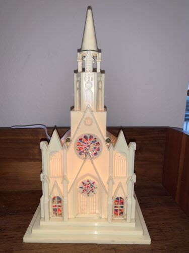 Vintage Raylite Electric Church Cathedral Musical Lights Up Christmas