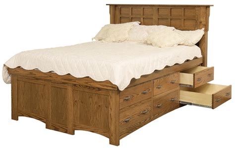 King Solid Wood Pedestal Bed With 12 Drawers By Daniels Amish Wolf