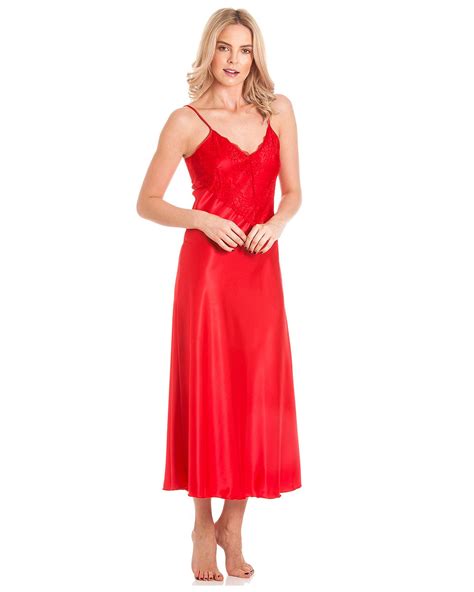 Nightie Satin And Lace Long Chemise Negligee Nightdress Uk 10 28 Nightwear Ebay