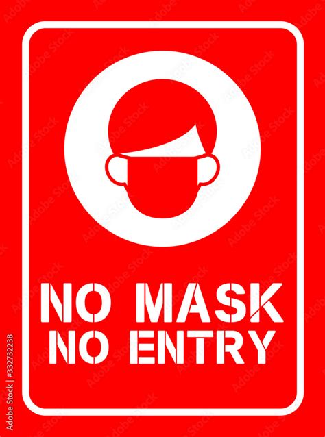 Clean Simple Red Color Design Of No Mask No Entry Warning Sign Vector
