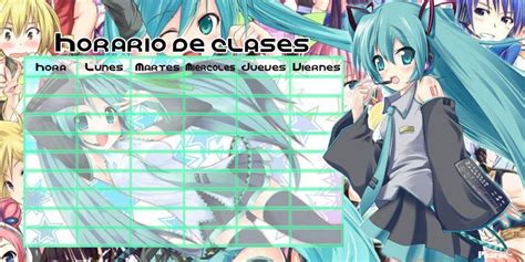 Horario De Clases Vocaloid Clases De Anime Horario De Clases