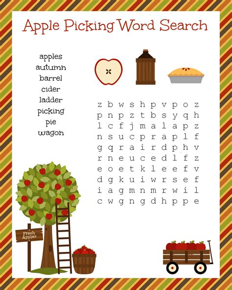 Create your own custom word search worksheets! FREE Fall Festive Apple Picking Word Search Printable ...