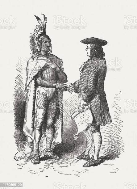 William Penns Treaty With The Indians 1682 Woodcut Published 1876 Stock