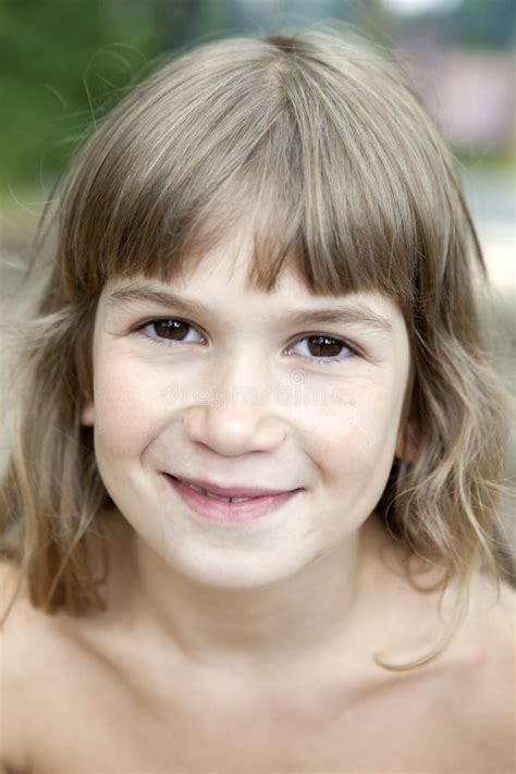 Close Up Portrait Of Smiling Little Girl Stock Photo Image Of Happy