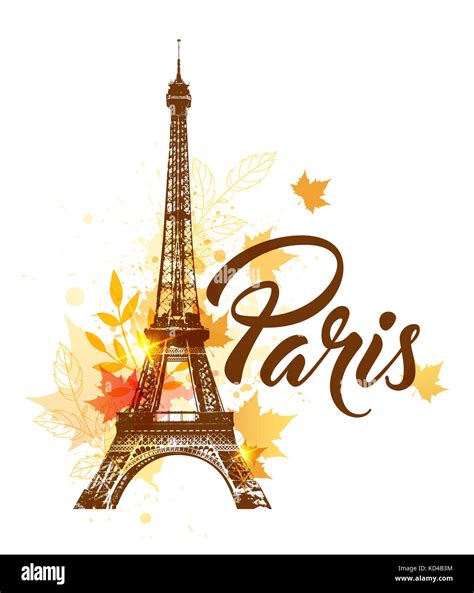 Background With Eiffel Tower And Autumn Maple Leaves Stock Photo Alamy